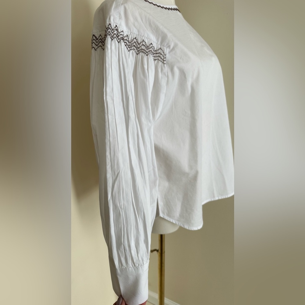 NWT Madewell Embroidered Balloon Sleeve Top- Medium - Picture 6 of 13